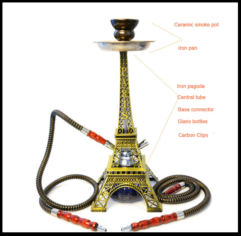 Eiffel Tower ShiSha Pipe Set Hookah Shisha 40cm in stock