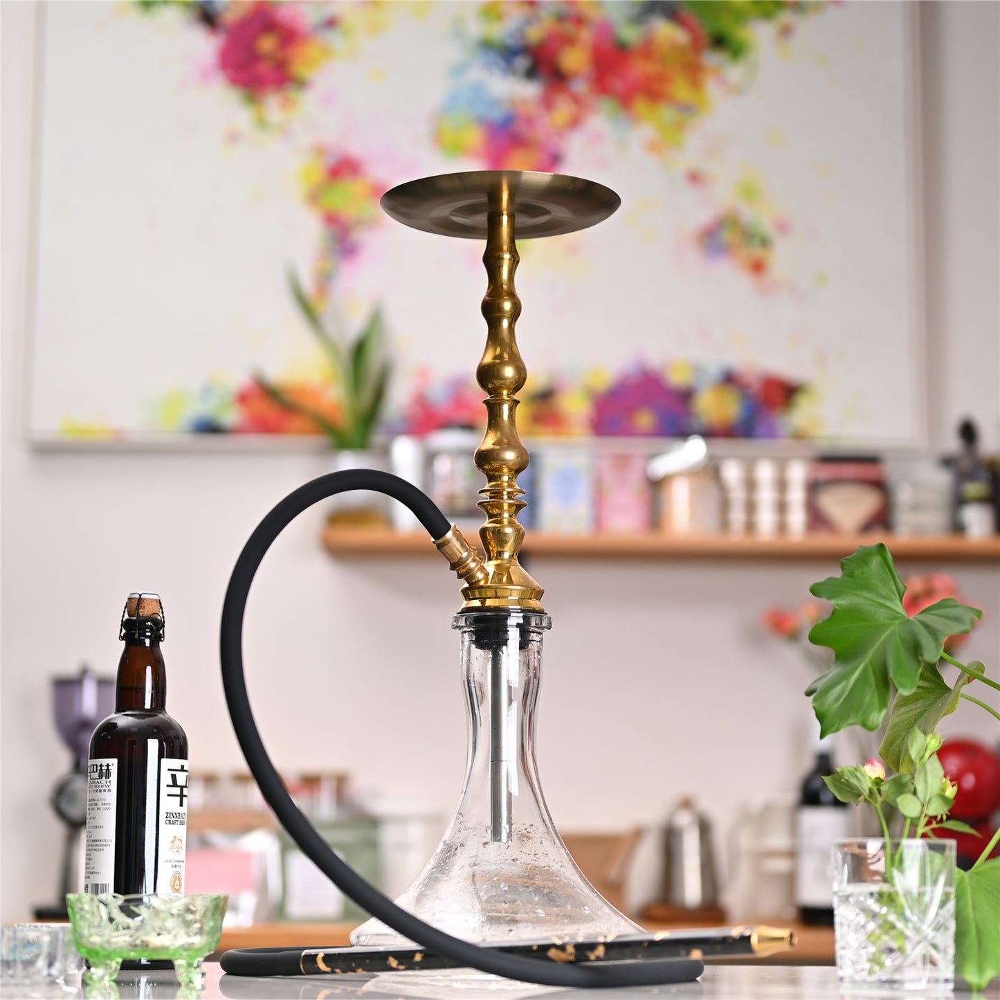 Venus Shisha Pipe Set Traditional Shape Gold 60cm Hookah Launge Bar Private Club